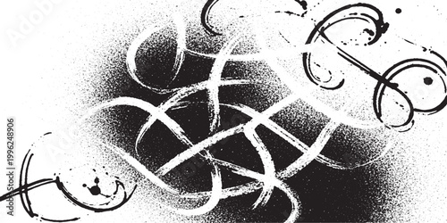Obraz na plátně Abstract black swirling lines and grunge texture with curvilinear calligraphy st