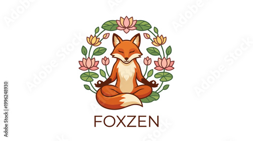 This logo of a meditating fox surrounded by lotus flowers captures a serene and peaceful vibe, emphasizing mindfulness and tranquility in a visually appealing way.