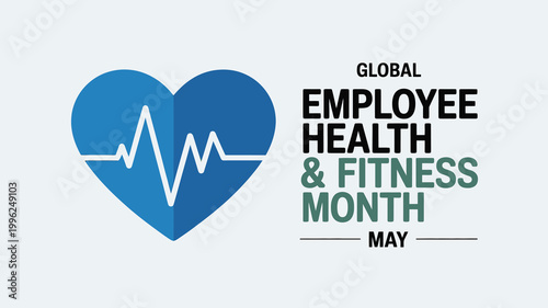 Global Employee Health and Fitness Month awareness background banner