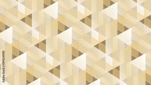 ベージュの幾何学パターン背景素材、立体感のある三角形モチーフ、ベクター