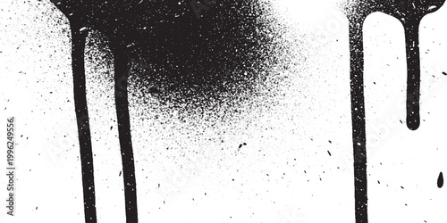 Black spray paint drips and splatter marks with grungy texture on white background ink splash grunge background street art paint drop textured background graphic design artistic element