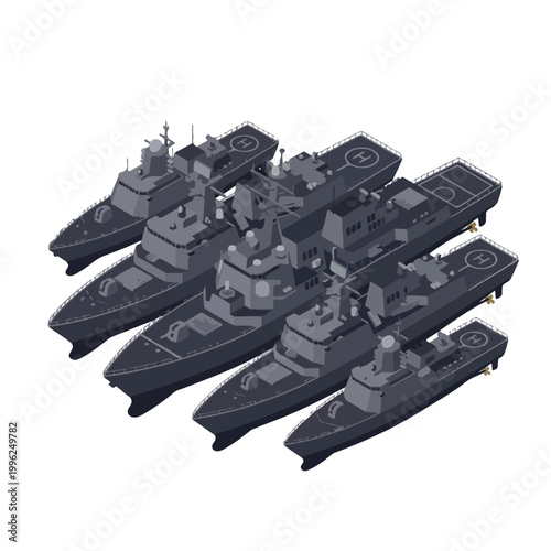 vector isometric sailing warships 07