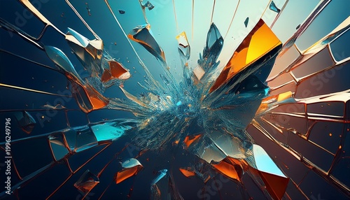 broken glass texture shattered splashing glass 3d rendering