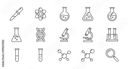 Collection of Hand Drawn Science Icons and Symbols.