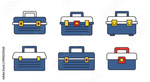 Tool Box Line art vector set modern color shapes
