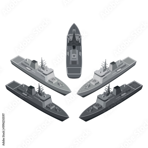 vector isometric sailing warships 08