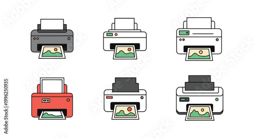 Photo printer Line art vector abstract design