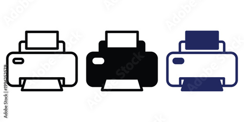 Illustrative Comparison of Different Printer Designs and Their Unique Structural Characteristics Vector Contact Icons
