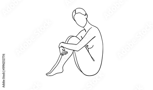Continuous line nude woman sketch vector minimalist female figure modern art illustration