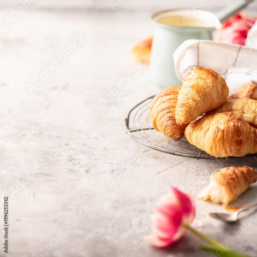 croissant and cup of tea