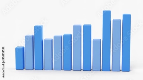 Rising blue bar graph showing positive growth and progress