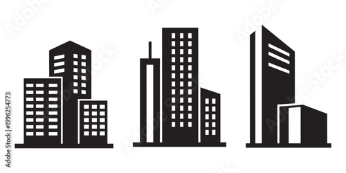 Minimalist black and white cityscape modern buildings and urban skyline