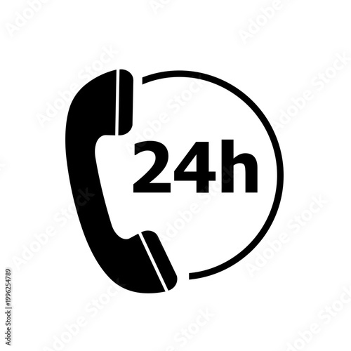 24h Customer Support Phone Icon for Helpdesk and Service Hotline Design