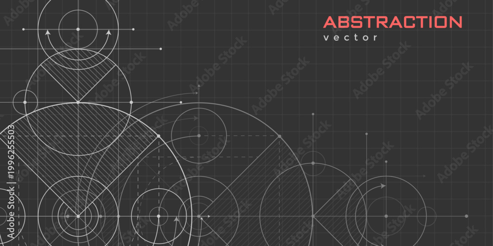 Obraz premium Technological drawing . Geometric circles. Engineering technologies. Background .Vector illustration.