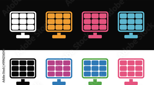 Colorful retro game controllers with pixel art icons on dark background for gaming concept