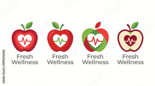 This collection of logos showcases a fresh and health-oriented brand identity through apple imagery, combining wellness and vitality in a vibrant and inviting way.