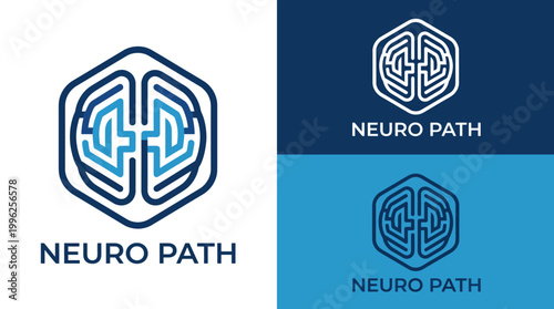 This image showcases a modern logo designed for 'Neuro Path', featuring an intricate brain design that symbolizes intelligence, connectivity, and innovation in mental health.