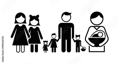 Family Group Iconography Representing Different Family Structures.