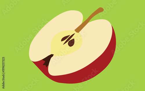 Apple slice icon with seeds representing fresh fruit healthy nutrition and organic food concept