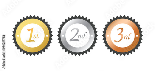 Premium Gold Silver Bronze First Second Third Award Badges winner achievement labels Set