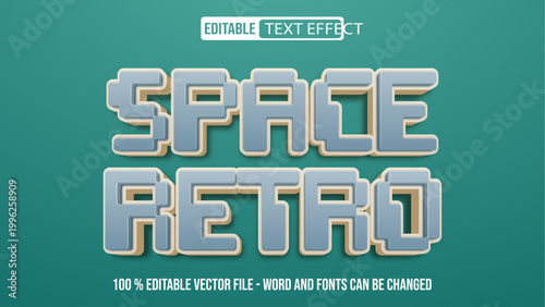 Editable 3d text style effect - Space Retro text effect Template