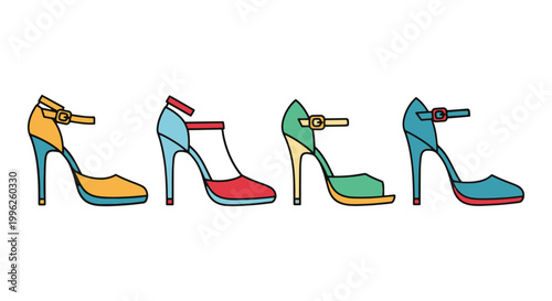 Stiletto Heels Line art vector abstract color shapes