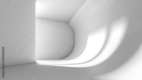 Clean white abstract architectural background with smooth curves and light