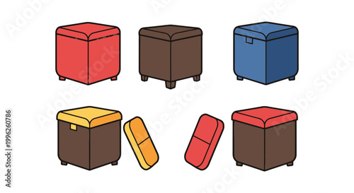 Storage Ottoman Line art modern abstract clean illustration