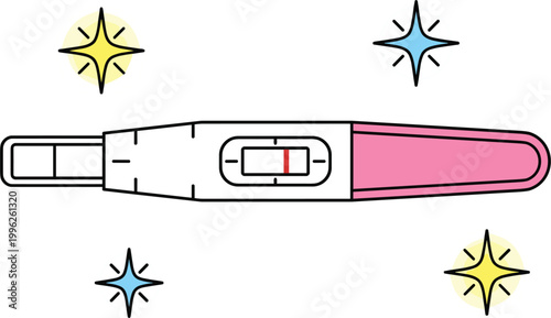 Pregnancy test illustration featuring positive result device with indicator window home testing kit and reproductive health concept vector design