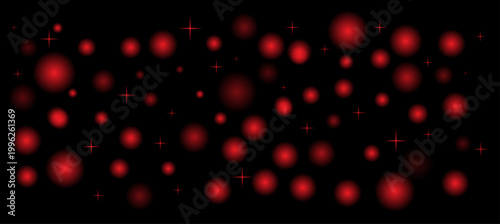 09Abstract Red Bokeh Lights and Glowing Particles on Dark Black Background

