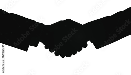 Handshake represents a formal agreement between two business partners completing a successful deal.