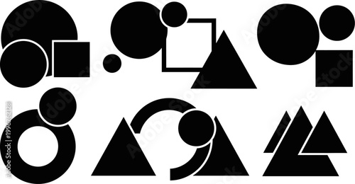 Collection of geometric shapes on white background