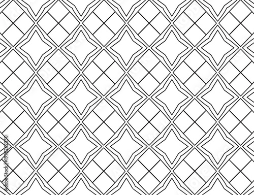 seamless geometric diamond lattice pattern vector illustration in monochrome flat design