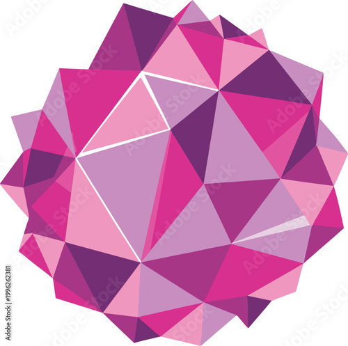 geometric floral mandala with pink and purple gradient polygons vector illustration