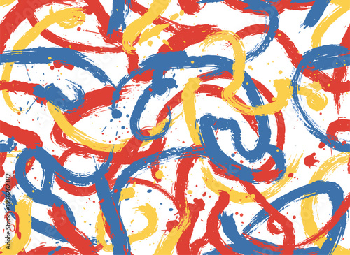 abstract colorful paint splatter and brush stroke swirls vector illustration