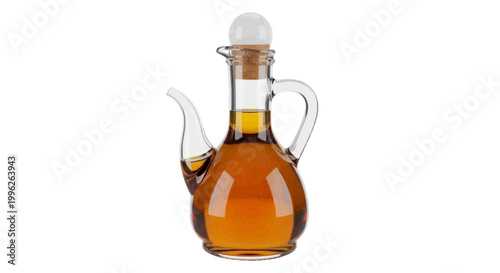 Vector illustration of glass cruet with oil on a transparent background