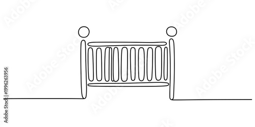 Simple line drawing of a baby crib, illustration Vector, illustration