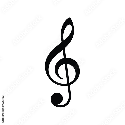 Bild auf Leinwand Black Minimalist Music Treble Clef