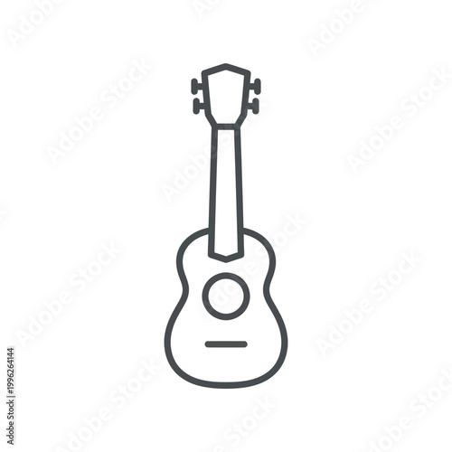 Black Line Ukulele on White Background line music instrument