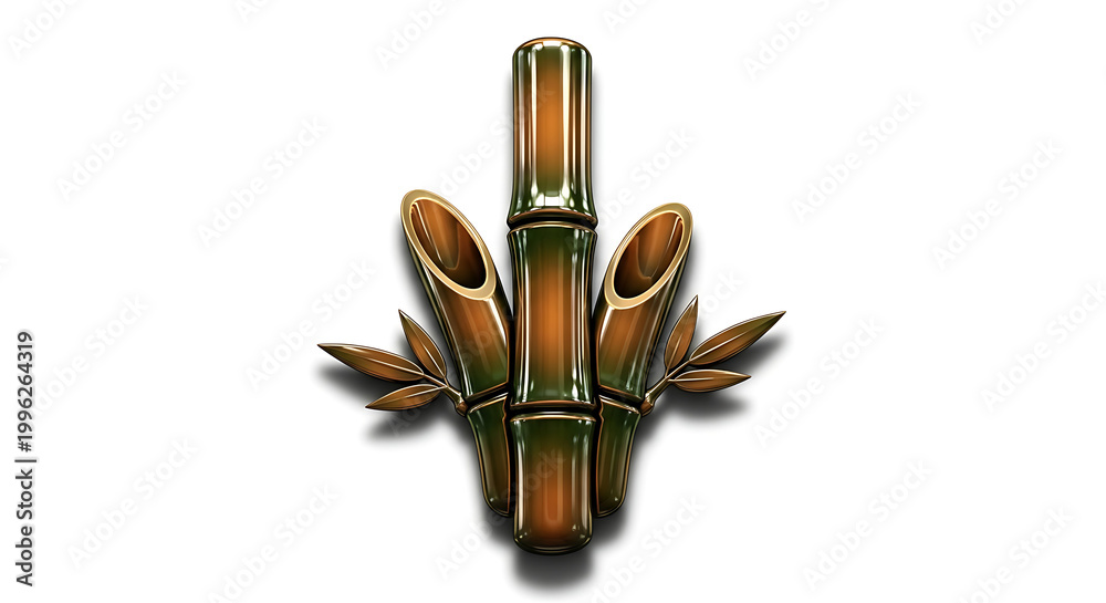 Fototapeta premium golden wheat bundle tied with a ribbon and topped with green leaves isolated on white background, illustration