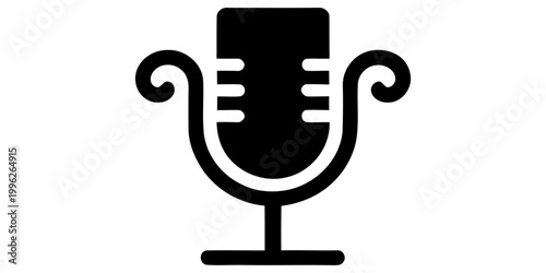 Black vintage microphone icon on a simple design for audio recording and music broadcasting Vector, illustration