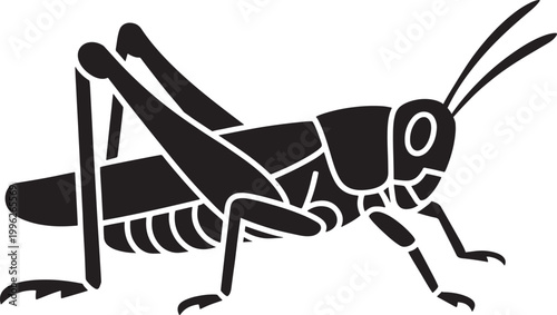 black silhouette of a grasshopper