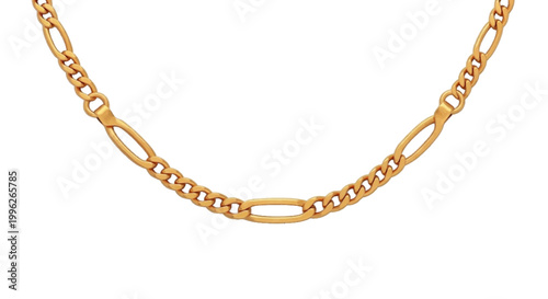 Vector illustration of gold figaro chain necklace on a transparent background