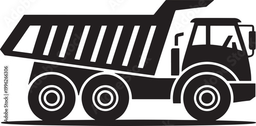 Large dump truck silhouette on white background