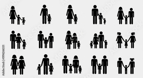 Collection of Family Silhouettes Representing Different Family Structures.