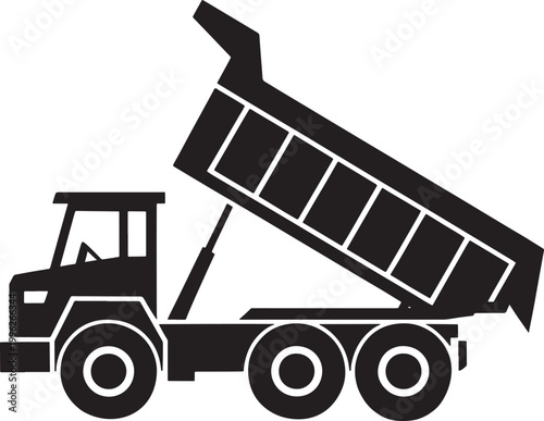 Large industrial dump truck with lifting bed