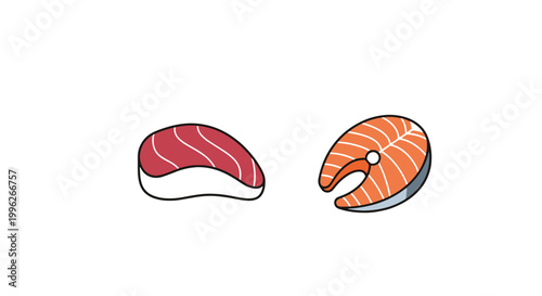 Sashimi Line art vector set soft pastel abstract