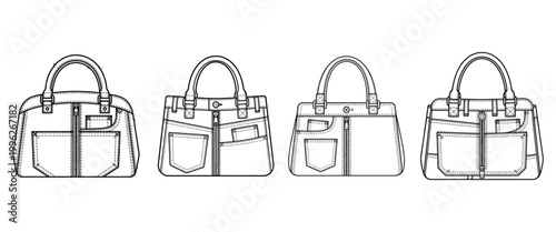 Fashion handbag for women, leather purse with pockets and zippers, stylish accessory for daily use.