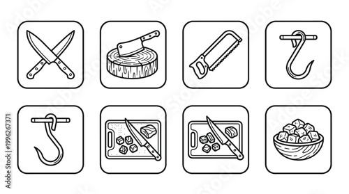 Butcher Tools Meat Preparation Icons