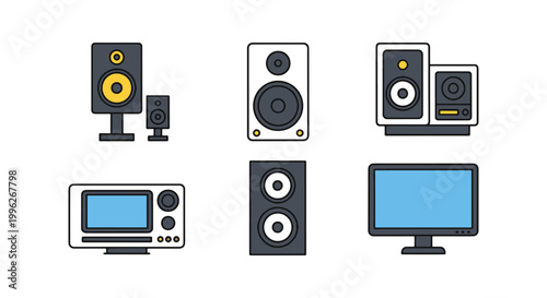 Studio Monitors Line art minimal modern abstract vector